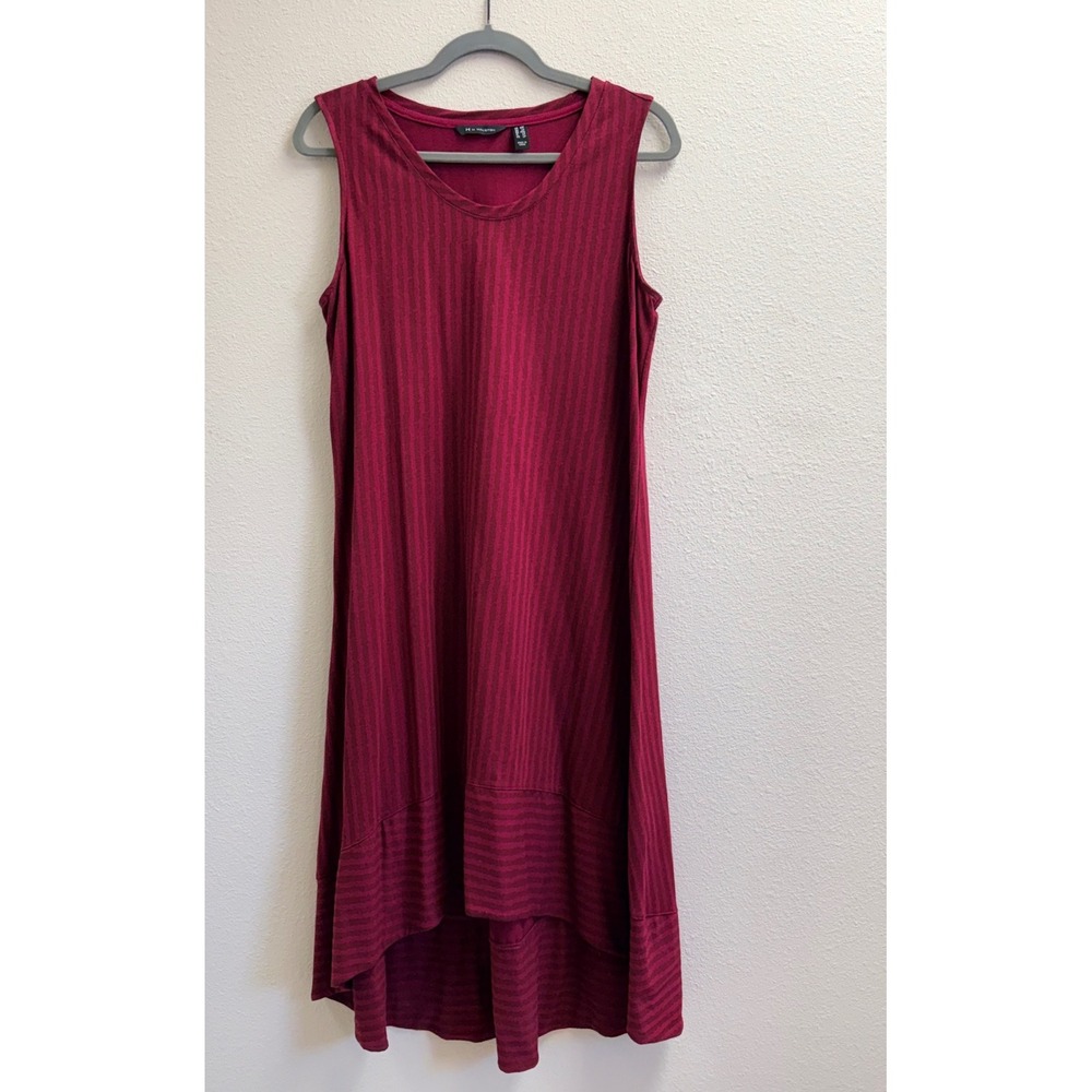 H by Halston Womens Petite Medium Red Striped High Low Sleeveless Midi Dress